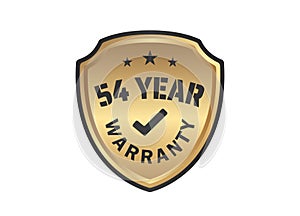 54 year Warranty Gold Shields on White Background
