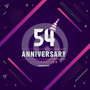 54 years anniversary greetings card, 54 anniversary celebration background free colorful vector