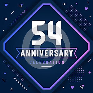 54 years anniversary greetings card, 54 anniversary celebration background free vector