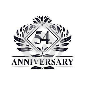 54 years Anniversary Logo, Luxury floral 54th anniversary logo