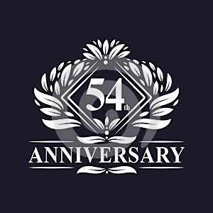 54 years Anniversary Logo, Luxury floral 54th anniversary logo