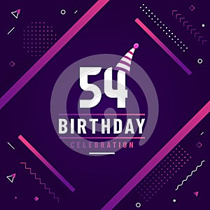 54 years birthday greetings card, 54th birthday celebration background free vector