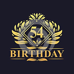 54 years Birthday Logo, Luxury Golden 54th Birthday Celebration