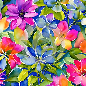 543 Abstract Watercolor Blooms: An artistic and expressive background featuring abstract watercolor blooms in vibrant and blende