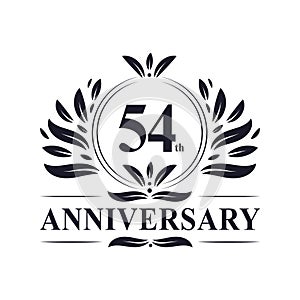 54th Anniversary celebration, luxurious 54 years Anniversary logo design