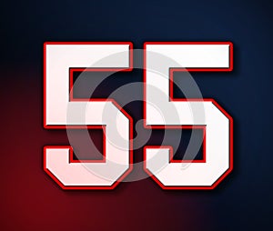 55 American Football Classic Sport Jersey Number in the colors of the American flag design Patriot, Patriots 3D illustration