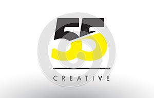 55 Black and Yellow Number Logo Design.