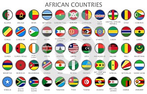 55 flags of the African continent.