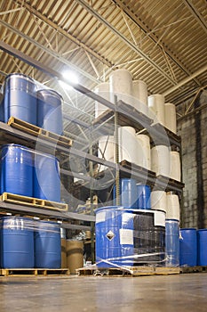 55 Gallon Drums in Chemical Plant Warehouse