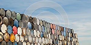 55 Gallon Drums Stacked on Each Other in a Storage Facility