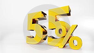 55% Golden symbol , 3D render