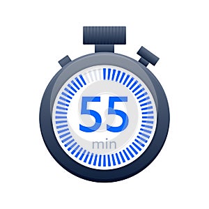 55 min timer and Stopwatch icons. Countdown symbol. Kitchen timer icon. Vector illustration