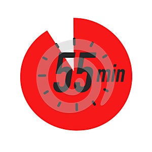 55 minutes timer symbol red color style