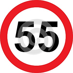 55 speed limitation road sign