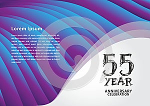 55 year anniversary celebration logotype on purple background for poster, banner, leaflet, flyer, brochure, invitations or
