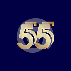 55 Years Anniversary Celebration Blue Gold Vector Template Design Illustration