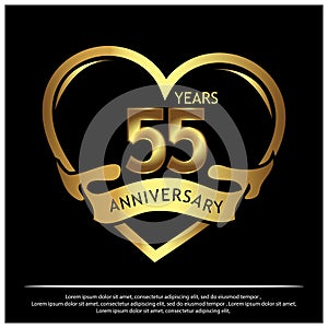 55 years anniversary golden. anniversary template design for web, game ,Creative poster, booklet, leaflet, flyer, magazine, invita