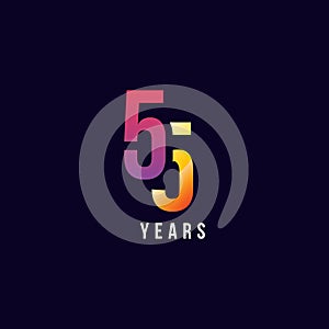 55 Years Anniversary Gradient Number Vector Design