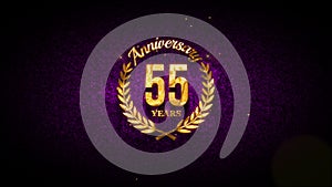 55 years Anniversary Laurel Wreath Gold Dust Reveal On Purple Waves Grainy