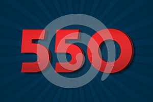 550 five hundred and fifty Number count template poster design. year abstract