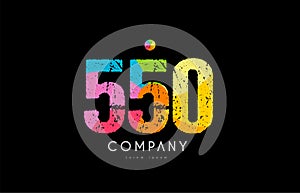 550 number grunge color rainbow numeral digit logo