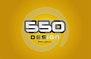 550 number numeral digit white on yellow background