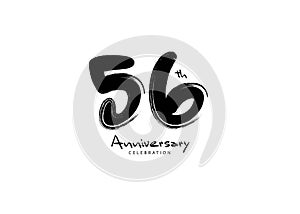 56 Years Anniversary Celebration logo black paintbrush vector, 56 number logo design, 56th Birthday Logo, happy Anniversary,