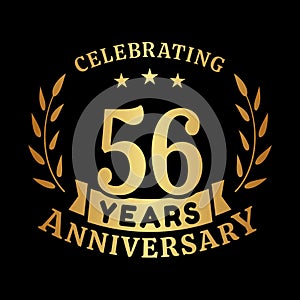 56 years anniversary celebration logotype. 56th anniversary logo. Vector and illustration.