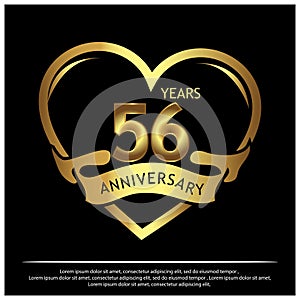 56 years anniversary golden. anniversary template design for web, game ,Creative poster, booklet, leaflet, flyer, magazine, invita