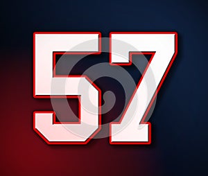 57 American Football Classic Sport Jersey Number in the colors of the American flag design Patriot, Patriots 3D illustration