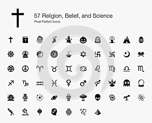 57 Religion Belief Science Pixel Perfect Icons