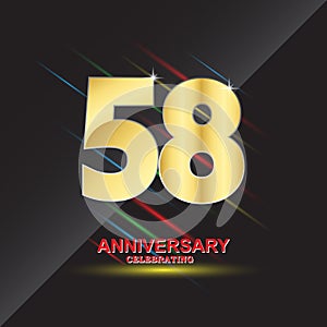 58 anniversary logo vector template. Design for banner, greeting cards or print