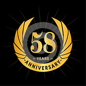 58 years anniversary design template. Elegant anniversary logo design. Fifty-eight years logo.