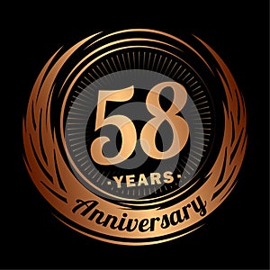 58 years anniversary. Elegant anniversary design. 58th logo.