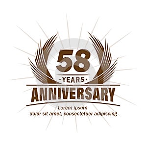 58 years anniversary. Elegant anniversary design. 58th years logo.