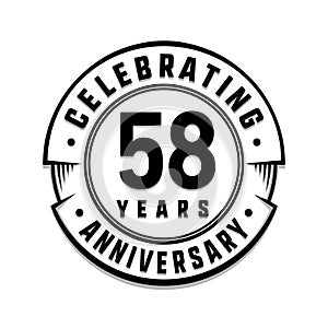 58 years anniversary logo template. 58th vector and illustration.