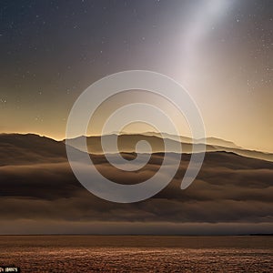 589 Night Sky with Full Moon: A breathtaking and celestial background featuring a night sky with a full moon in mesmerizing and