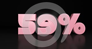 59% plastic pink sign. 3d render illustration.