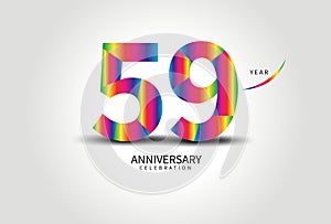 59 Year Anniversary Celebration Logo colorful vector, 59 Number Design, 59th Birthday Logo, Logotype Number, Vector Anniversary