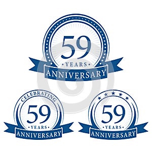 59 years anniversary celebration logotype. 59th anniversary logo collection. Set of anniversary design template.