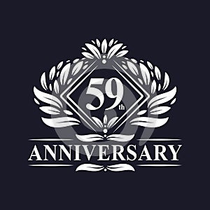 59 years Anniversary Logo, Luxury floral 59th anniversary logo