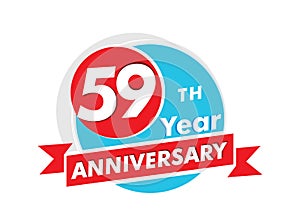 59 years anniversary logotype. Celebration 59th anniversary celebration design