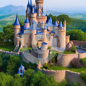 595 Enchanted Castle: A magical and enchanting background featuring an enchanted castle with whimsical elements in soft and ench