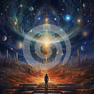 5d Dimensional consciousness awakening background.
