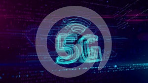 5G 5 generation network mobile symbol hologram loop