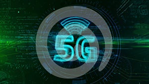 5G 5-th generation network mobile hologram sign