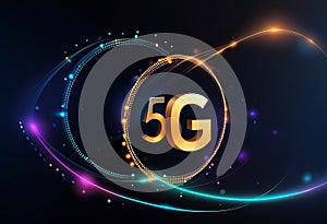 5G or 6G dot line mobile technology. Wireless data network and connection technology