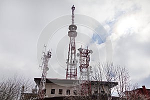 5G Cell site, communication mast, satellite communication antenna, Development of communication systems in urban area