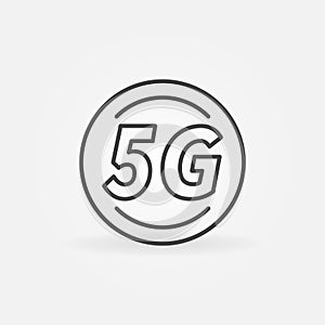 5G Circle vector outline icon - cellular network technology sign