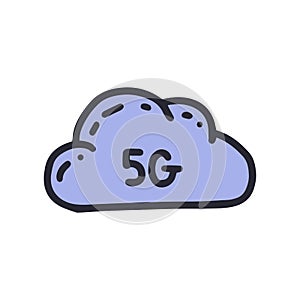 5g cloud color vector doodle simple icon